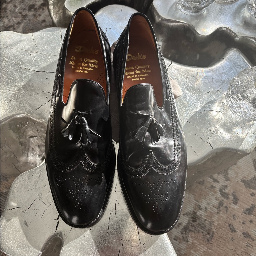 13D !!  Stylish Black Leather Men's Loafers by Dacks 13D black brogues  slip ons